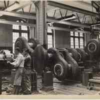 B+W photo of a part being machined at Bethlehem Steel Shipyard, Hoboken, n.d., ca. 1940-1945.