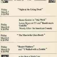 Handbill: Hoboken Film Series, March 1980.