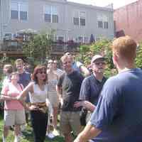 Digital color image of the gardens and people on the Secret Gardens Tour, Hoboken Historical Museum, Hoboken, June 9, 2002.