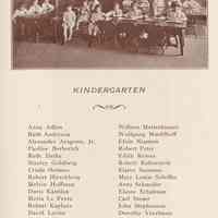          pg 35: list of students, Kindergarten; photo of kindergarten
   