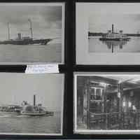 B+W contact sheet of 4 photos of 3 vessels & an engine room; work by W. & A. Fletcher Co., Hoboken, no date, ca. 1890-1910.