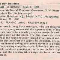 Silent film: The Boy Detective. Hoboken, 1908.