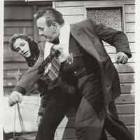 B+W publicity photo of Lee J. Cobb as Johnny Friendly and Marlon Brando as Terry Malloy in film "On the Waterfront," Hoboken, no date, ca. 1953-1954.