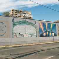 Six color photos of the Universal Folding Box Co., Inc. company logo sign & 5 murals, Madison St. between 13th & 14th Sts., Hoboken, Jan 3, 4, 2002.