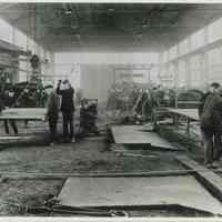 B+W copy photo of the interior of the plate shop at the W. & A Fletcher shipyard, Hoboken, no date, ca. 1883.