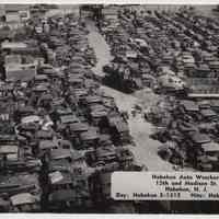 Postcard: Hoboken Auto Wreckers, 15th and Madison St. (sic), Hoboken, N.J. Issued date 1994; unposted.