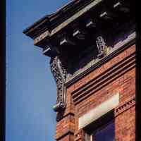          Color slide of detail view of cornice, brackets, dentils and brick quoins at 915 Garden between 9th and 10th picture number 1
   