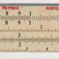 Slide Rule, Demonstration; model 100 for 4053-3 Polyphase slide rule, made by Keuffel & Esser Co., n.d, ca.1954-1962.