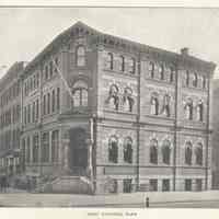 Printed B+W photograph of First National Bank, Hoboken, no date ca. 1900.