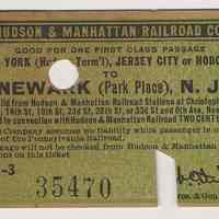 Printed ticket of the Hudson & Manhattan Railroad Co., 1918.