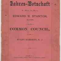 Document: 1st Annual Message of Mayor Edward R. Stanton, Hoboken, 1891.