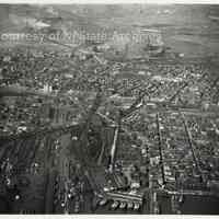          Aerial, full image, southern Hoboken and Jersey City, March 16, 1949; Copyright: NJ State Archives
   