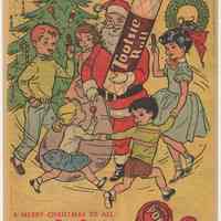 Ad, Tootsie Rolls: Ring around a Tootsie Roll...with Santa Claus... The Sweets Co. of America, Hoboken; in Martin & Lewis, No. 10, DC Comics, Jan. 1954.