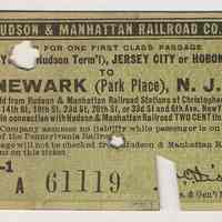 Printed tickets, 21, of the Hudson & Manhattan Railroad Co., 1917-1918.