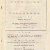 Digital images of program for Ninetieth Anniversary Service, Congregation Adas Emuno, Hoboken, October 20, 1961.