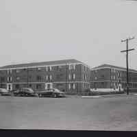 B&W photo of the Grand Manor apartment complex at 7 Romaine Court and 980 Main Street, Hackensack.