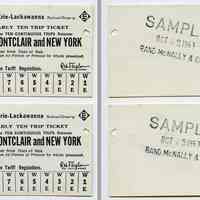 Tickets, transportation, sample, 2: Erie-Lackawanna Railroad. Yearly Ten Trip Ticket Between Upper Montclair & N.Y. 1963.