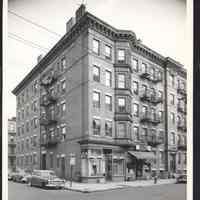 B&W photo of mixed-use apartment building at 921 Clinton Street, Hoboken.