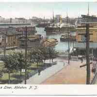 Postcard: Docking a liner, Hoboken, N.J. No date, circa 1901-1907; unposted.