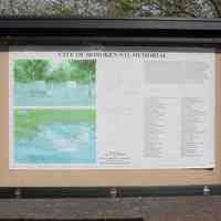 Color photos, 3, of City of Hoboken 9/11 Memorial sign board, northwest corner of Pier A Park, Hoboken, Apr. 14, 2012.