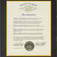 Proclamation by Mayor David Roberts to NJ Transit on the Centennial of Hoboken Terminal, Feb. 23, 2007.