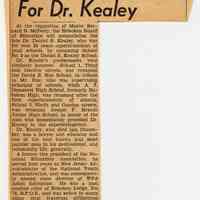 Digital image of newsclipping: To Rename School for Dr. Kealey. Jersey Observer, March 22, 1944.