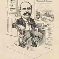 Caricature of J.M. Emery, [Hoboken, n.d., ca. 1907-1916]. From album, "Just for Fun"; archives catalogue 2005.018.0001.