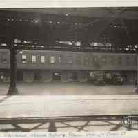 Sepia tone photo of D.L.& W. R.R. freight warehouse; Railway Express Agency, Ferry St. between Washington & Bloomfield Sts., Hoboken, Nov. 4, 1931.
