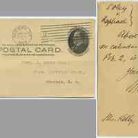 Postcard: communication to Clerk, District Court, Hoboken from M.A. Lesser, Jan. 29, 1904, re settled case.