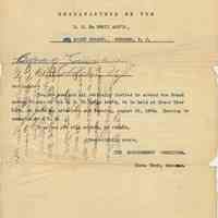 TL from B[ernard].N. McFeely Association, 601 First St., Hoboken to City Council, Hoboken, ca. early August 1906.