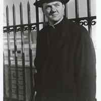 Black-and-white publicity photo of Karl Malden as Father Barry in film "On the Waterfront," Hoboken, no date, ca. 1953-1954.