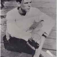 B+W copy photo of a young Frank Sinatra on a pier, no date, ca. early 1930