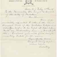 Digital image: letter to Mayor & City Council from Hoboken Independent Schutzen Corps, Feb.15, 1888 re invitation to Third Annual Ball.