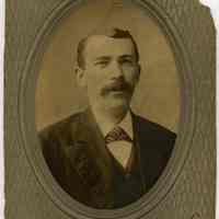 Sepia-tone photo portrait of John Schallmeyer taken by Christian Durstewitz, Hoboken or Jersey City Heights, n.d., probably 1899.