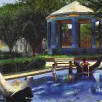 Postcard: Children, Dolphin Water Fountains and Band Stand, Church Square Park Looking West, 8/28/03.