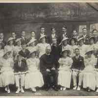 B+W group photo of 1936 8th grade graduation class, Saints Peter and Paul Church School, Hoboken, 1936.