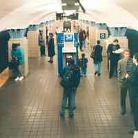          Digital image of color photo of elevated view of interior of the Grove Street PATH station, Jersey City, N.J., Oct., 1999. picture number 1
   