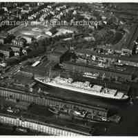 B+W aerial photo of the Holland America Lines Hoboken Piers, October 14, 1948.