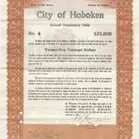 Digital image, printed document: City of Hoboken, School Promissory Note, $25,000. Issued June 1, 1920. Matures October 1, 1920.