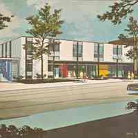 Color Postcard: Arist Rendering of Church of Saints Peter & Paul School, Hoboken, NJ