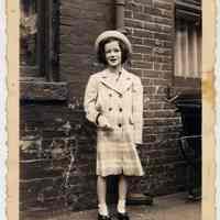 Sepia-tone photos, 2, of Mary Duff, Catherine King & Eddie Duff on Willow Terrace South, Hoboken, n.d., ca. 1942.