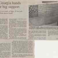 Newspaper clipping of article "Little Georgia hands provide big support" from the Hoboken Reporter, Dec. 16, 2001.