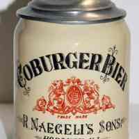 Stein with lid: Coburger Bier. R. Naegeli