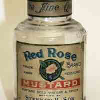 Bottle: Red Rose Brand Mustard. Bottled by Stenken & Son, Hoboken, N.J. N.d., ca. 1920-1930.