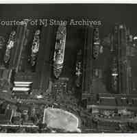 B+W aerial photo of the Holland America Lines Hoboken Piers, October 14, 1948.