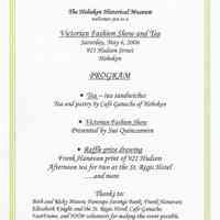 Program & handbill for Victorian Fashion Show and Tea, May 6, 2006.