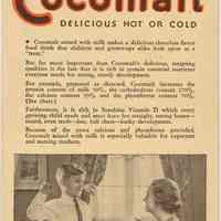 Important Facts About Cocomalt. Issued by the R.B. Davis Company, Hoboken, N.J., no date, circa 1928-1935.