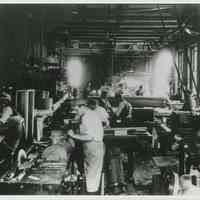 B+W copy photo of the interior of the patternmaking shop at the W. & A Fletcher shipyard, Hoboken, no date, ca. 1890-1900.