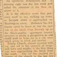 Newspaper clipping from album of article "Pretty Outlook on Washington Street" from the New Inquirer, (May) 23, 1914.