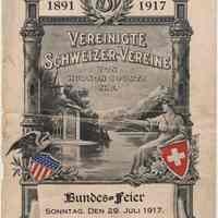 Program cover: 1891-1917. Vereinigte Schweizer-Vereine von Hudson County, N.J. Bundes-Feier. July 29, 1917.